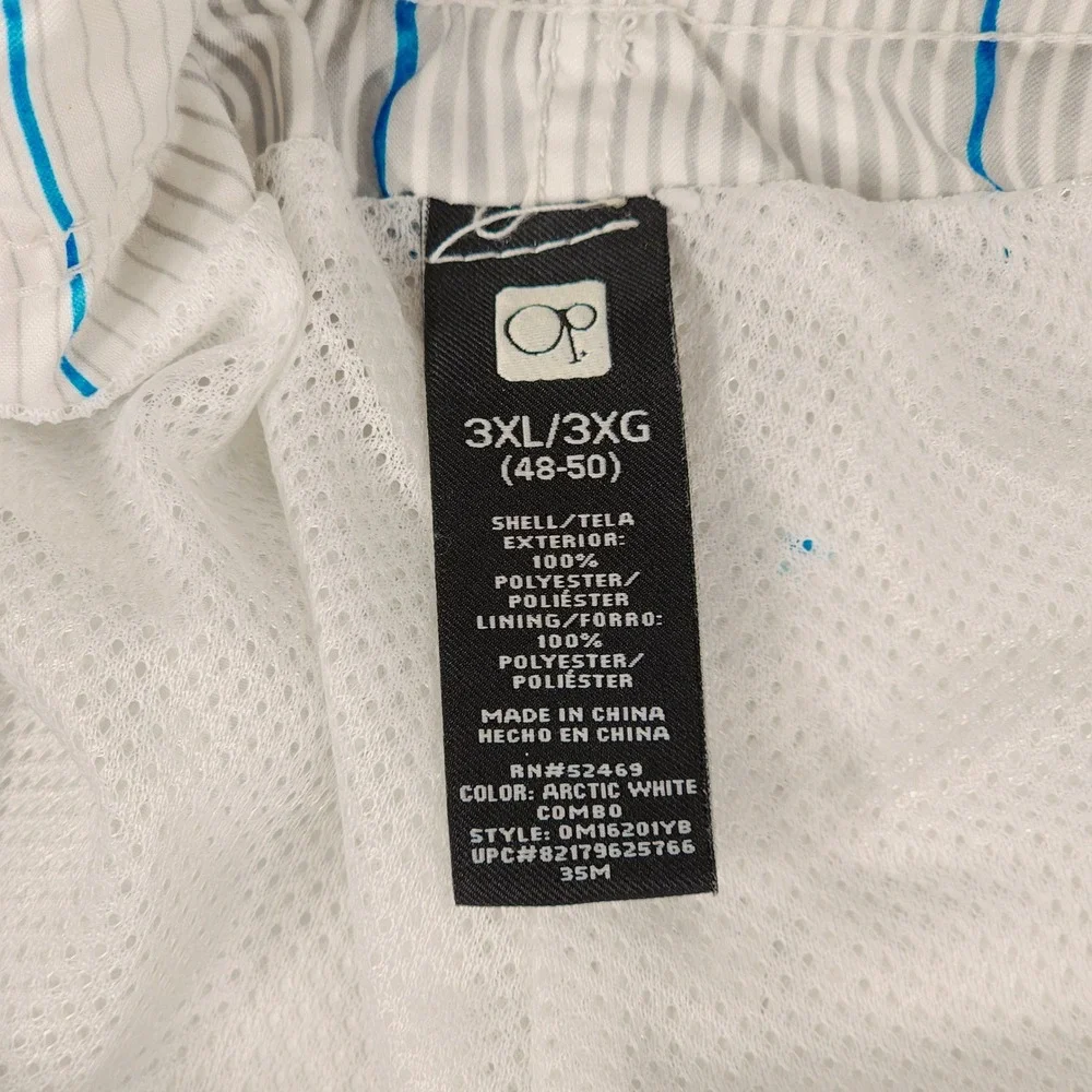 OP Ocean Pacific Board Shorts 3XL 48-50 Men Plaid Swim Trunks White‎ Blue Mesh